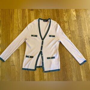 Karl Lagerfeld Paris Cardigan in Soft Pink and Heather Gray - L